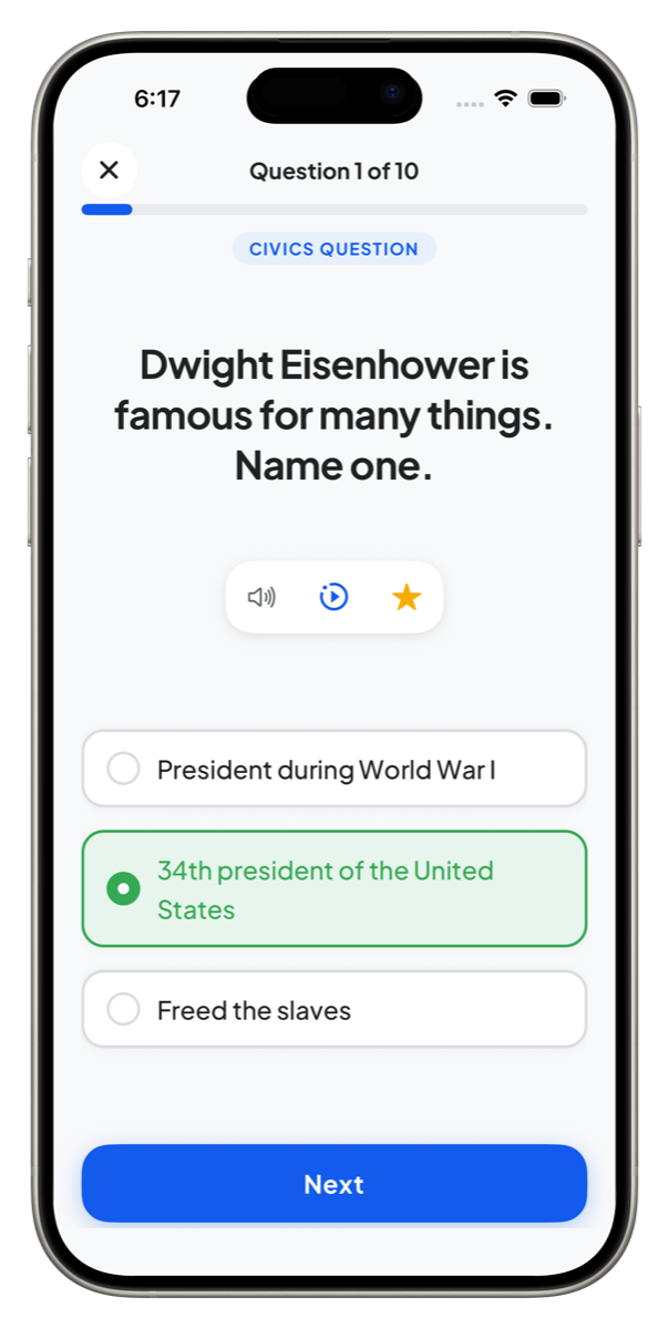 Quiz with answer selected